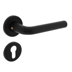 Intersteel Deurklink Op Rozet Derby O50X7Mm + Nokken 7Mm Met Cilinderrozetten Zwart-Brico New