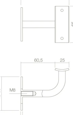 Intersteel Leuninghouder Gebogen Vierkant Hol Zadel Zwart-Brico Discount