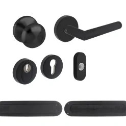 Intersteel Veiligheidsbeslag Set Voordeur Skg*** Ronde Rozet Rvs Zwart-Brico Best