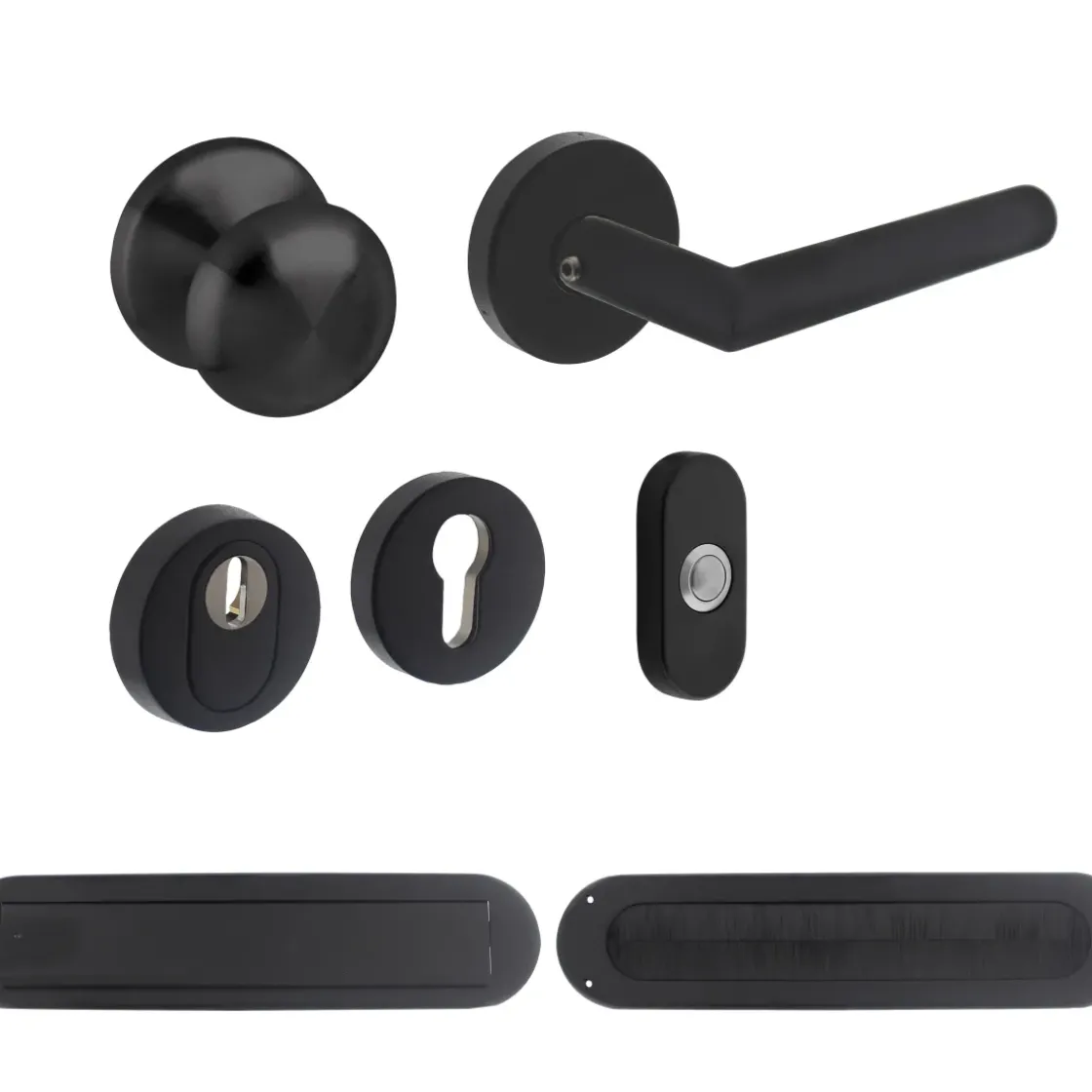 Intersteel Veiligheidsbeslag Set Voordeur Skg*** Ronde Rozet Rvs Zwart-Brico Best