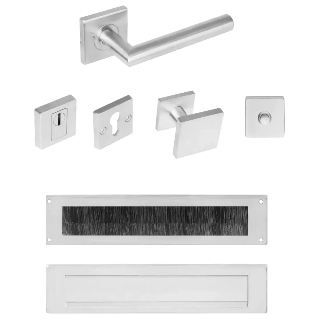 Intersteel Voordeurset Veiligheidsbeslag Skg*** Vierkant Rozet Rvs Geborsteld Met Kerntrekbeveiliging-Brico Outlet