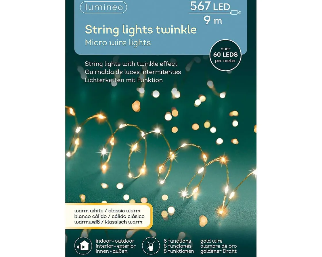 Brico Kerstverlichting (Lumineo) Lichtslinger 567 Micro Led Warm Wit/Klassiek 9M Clearance