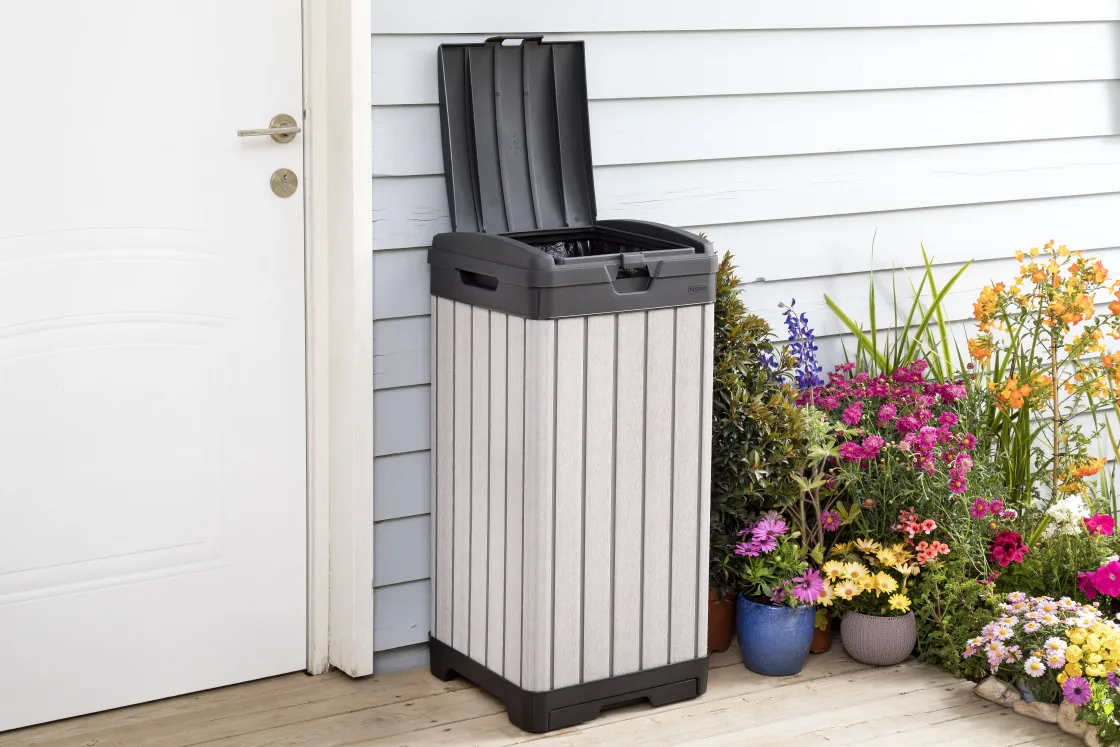 Brico Keter Afvalbak Rockford 124L Grijs 41X41X87,4Cm Buiten Hot