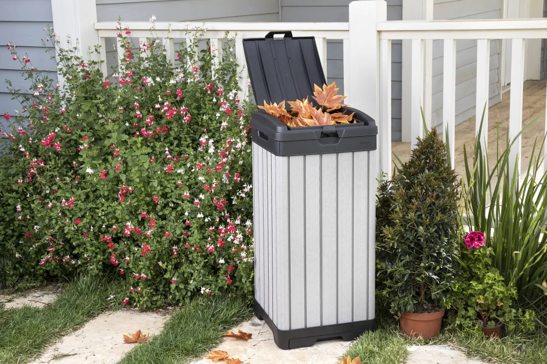 Brico Keter Afvalbak Rockford 124L Grijs 41X41X87,4Cm Buiten Hot