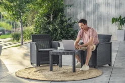 Keter Balkon Loungeset Rosalie + Kussens Wicker 3-Delig-Brico Discount