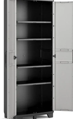 Brico Keter Gear Hoge Opbergkast 39X68X182Cm Zwart/Grijs Clearance