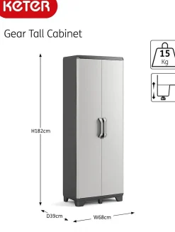 Brico Keter Gear Hoge Opbergkast 39X68X182Cm Zwart/Grijs Clearance