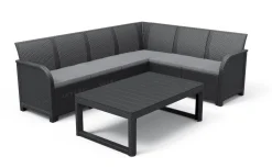 Keter Hoekbank Loungeset Rosalie + Tuintafel Lyon-Brico