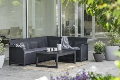 Keter Hoekbank Loungeset Rosalie + Tuintafel Lyon-Brico