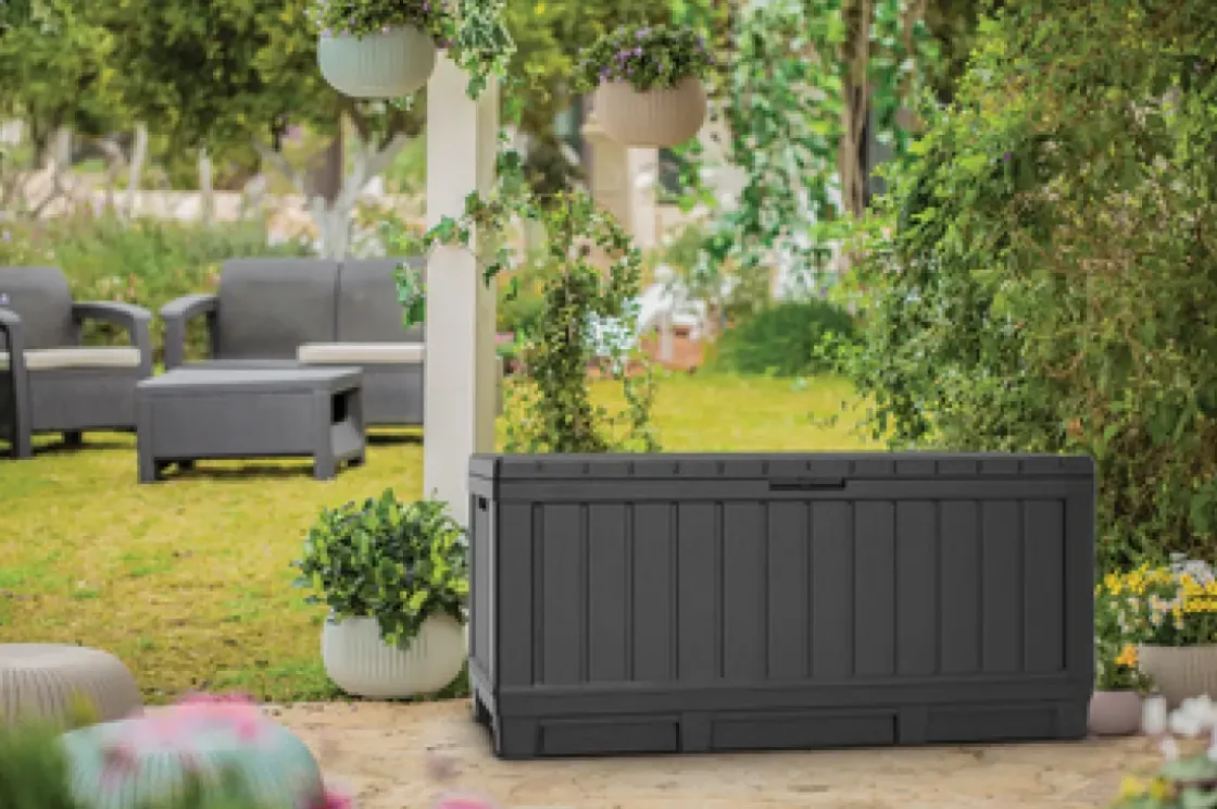 Keter Kussenbox Kentwood Kunststof Antraciet 350L-Brico