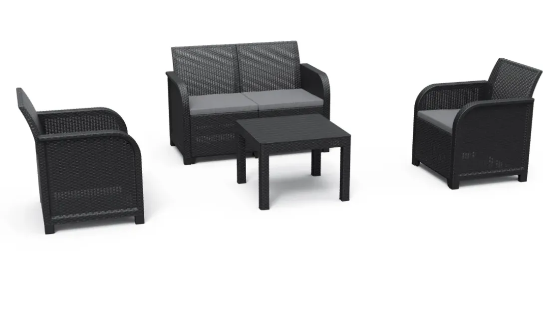 Keter Rosalie Lounge Set Grafiet 113X74X65Cm-Brico Discount