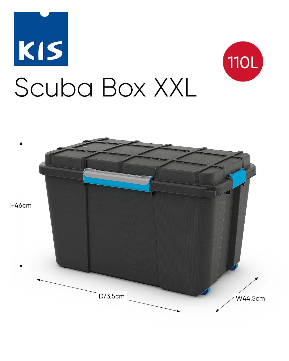 Brico Kis Scuba Opbergbox Xl 110L Zwart/Blauwe Hot