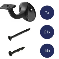 Leuninghouder Zwart - Opschroef - Hol Zadel - 7 Stuks - 3500-70-Brico Clearance