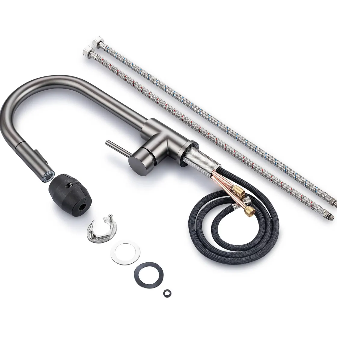 Brico Lomazoo Keukenkraan Met Uittrekbare Uitloop Mason Gun Metal Antraciet