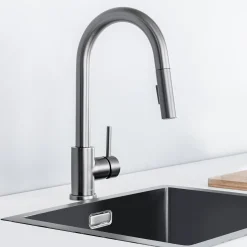 Brico Lomazoo Keukenkraan Met Uittrekbare Uitloop Mason Gun Metal Antraciet