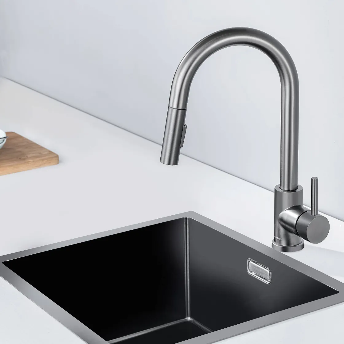 Brico Lomazoo Keukenkraan Met Uittrekbare Uitloop Mason Gun Metal Antraciet