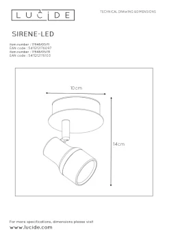 Brico Lucide Ledspot Sirene Wit 10Cm 4,5W Discount