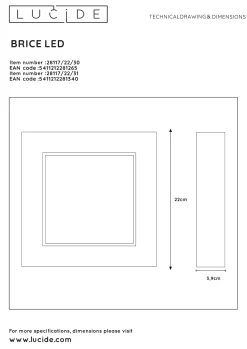Brico Lucide Plafondlamp Brice Zwart 22W Hot