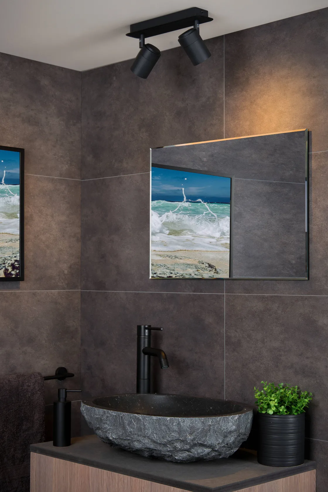 Brico Lucide Plafondspot Lennert Zwart 2Xgu10 5W