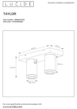 Brico Lucide Spot Led Taylor Zwart 2X5W Sale
