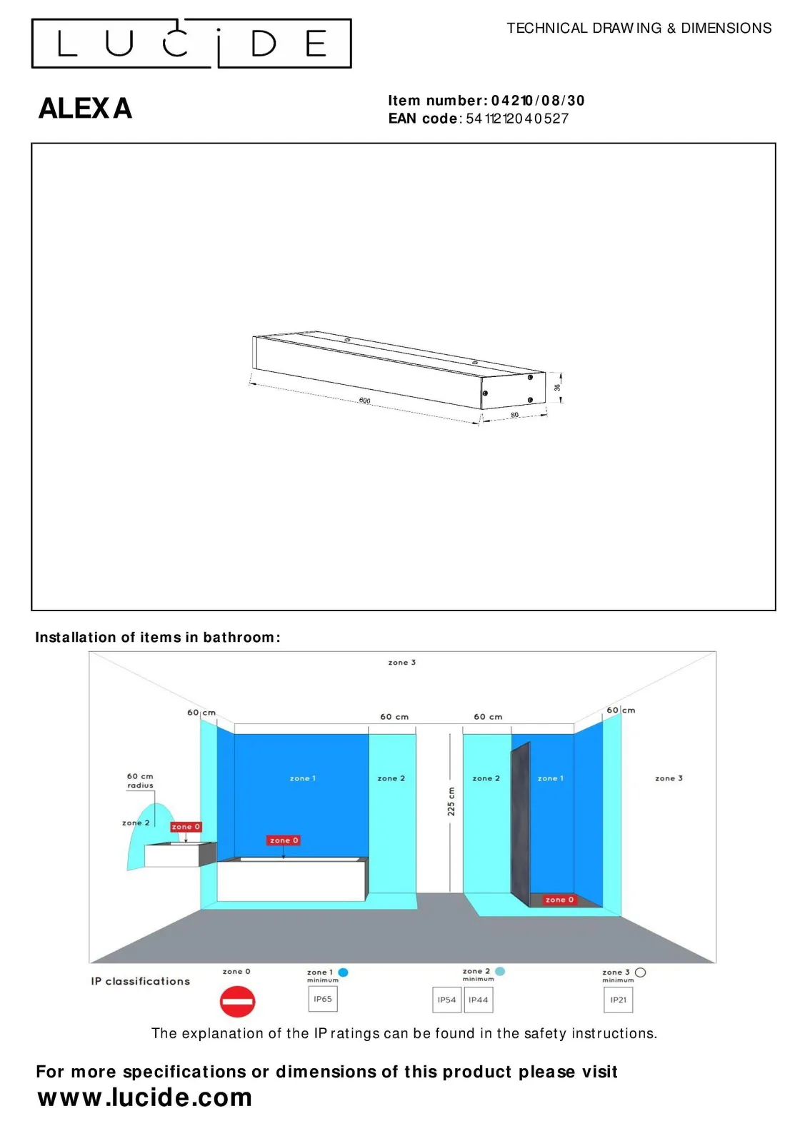 Brico Lucide Wandlamp Alexa Zwart 8W Sale