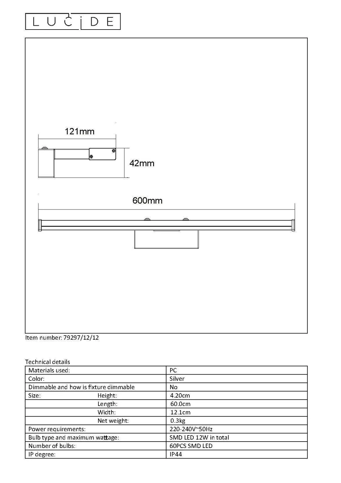 Brico Lucide Wandlamp Onno Mat Chroom 11W Clearance
