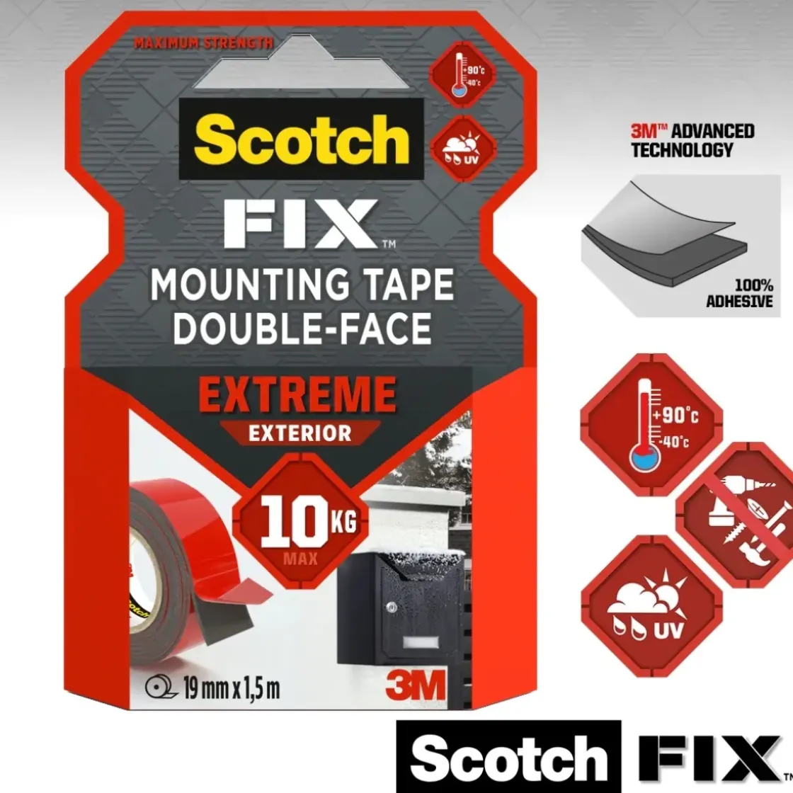3M Scotch Extreme Montagetape 1,5Mx19Mm-Brico New