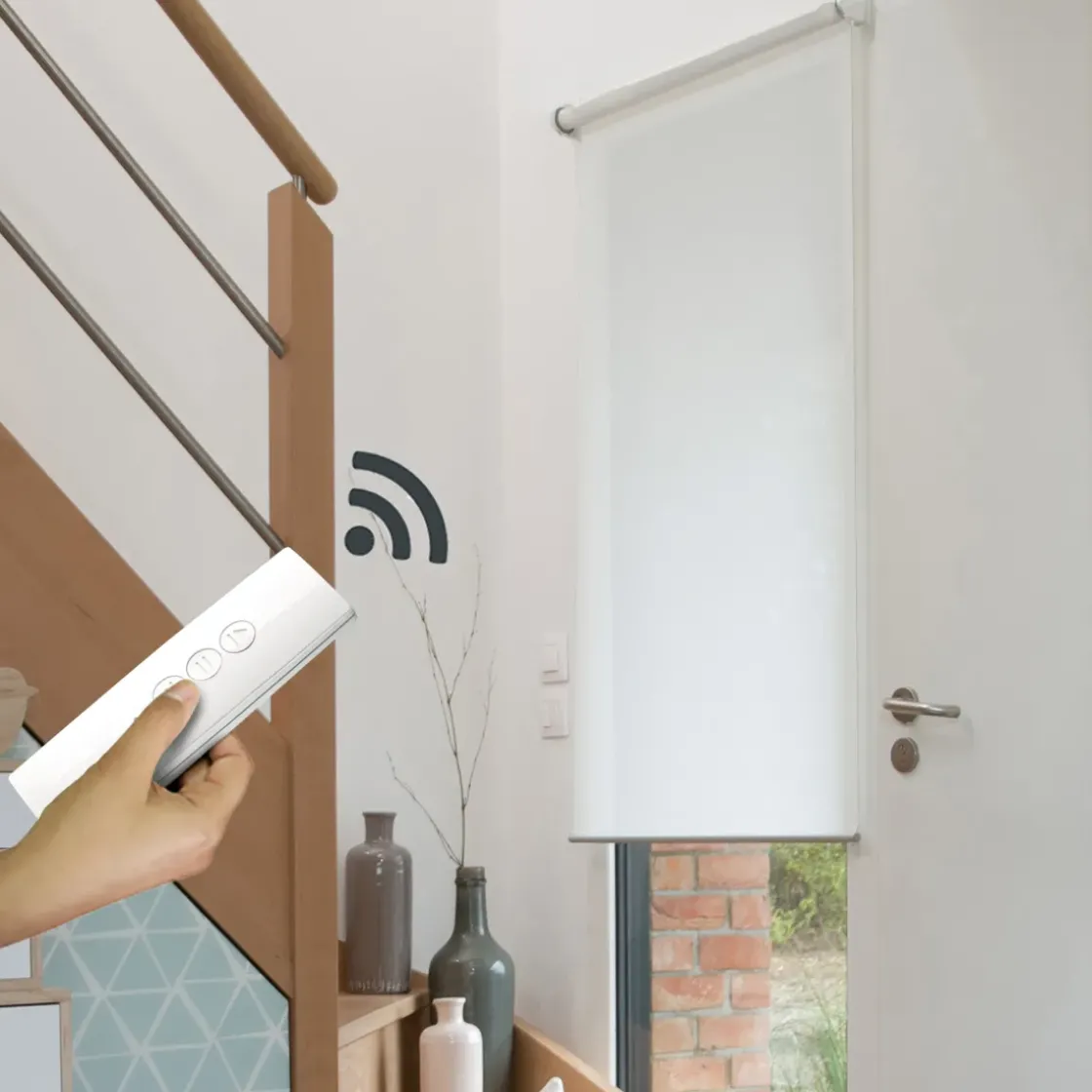 Madeco 1310 Gemotoriseerd Lichtdoorlatend Rolgordijn E-Roll Wit 120X250Cm-Brico Discount