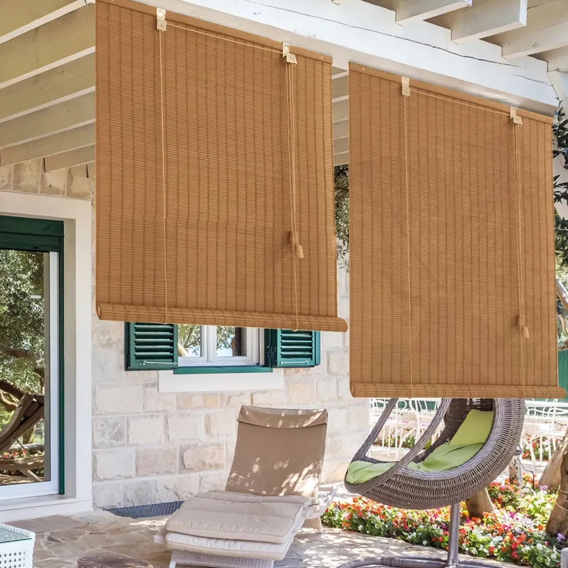 Madeco 7363 Roll Up Rolgordijn Gevlochten Bambou Chamois 150 X 250Cm-Brico