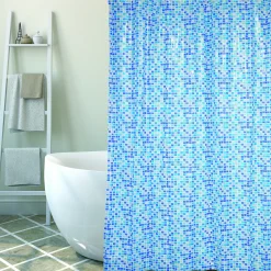 Brico Msv Douchegordijn Concept Blauw 180Cm New