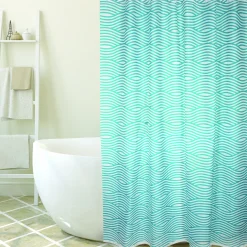 Brico Msv Douchegordijn Wave Blauw 180Cm Online