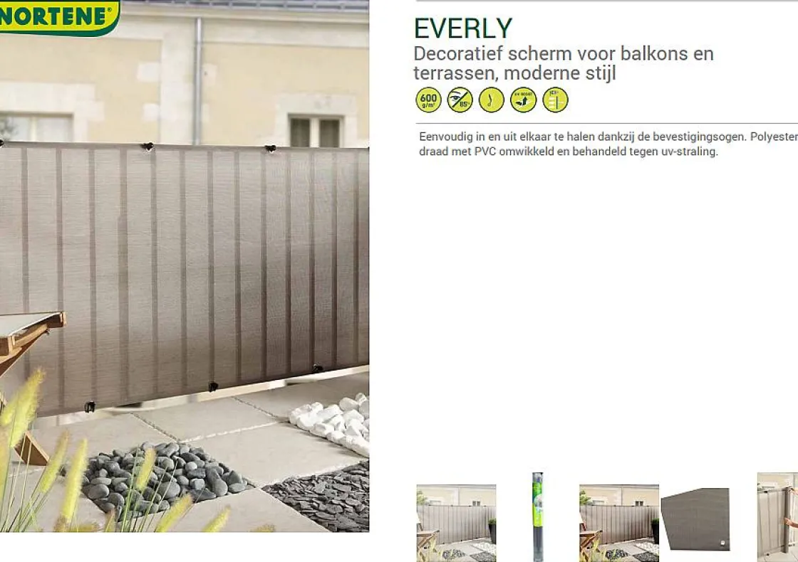 Brico Nortene Tuinscherm Everly Grijs 1X5M Clearance