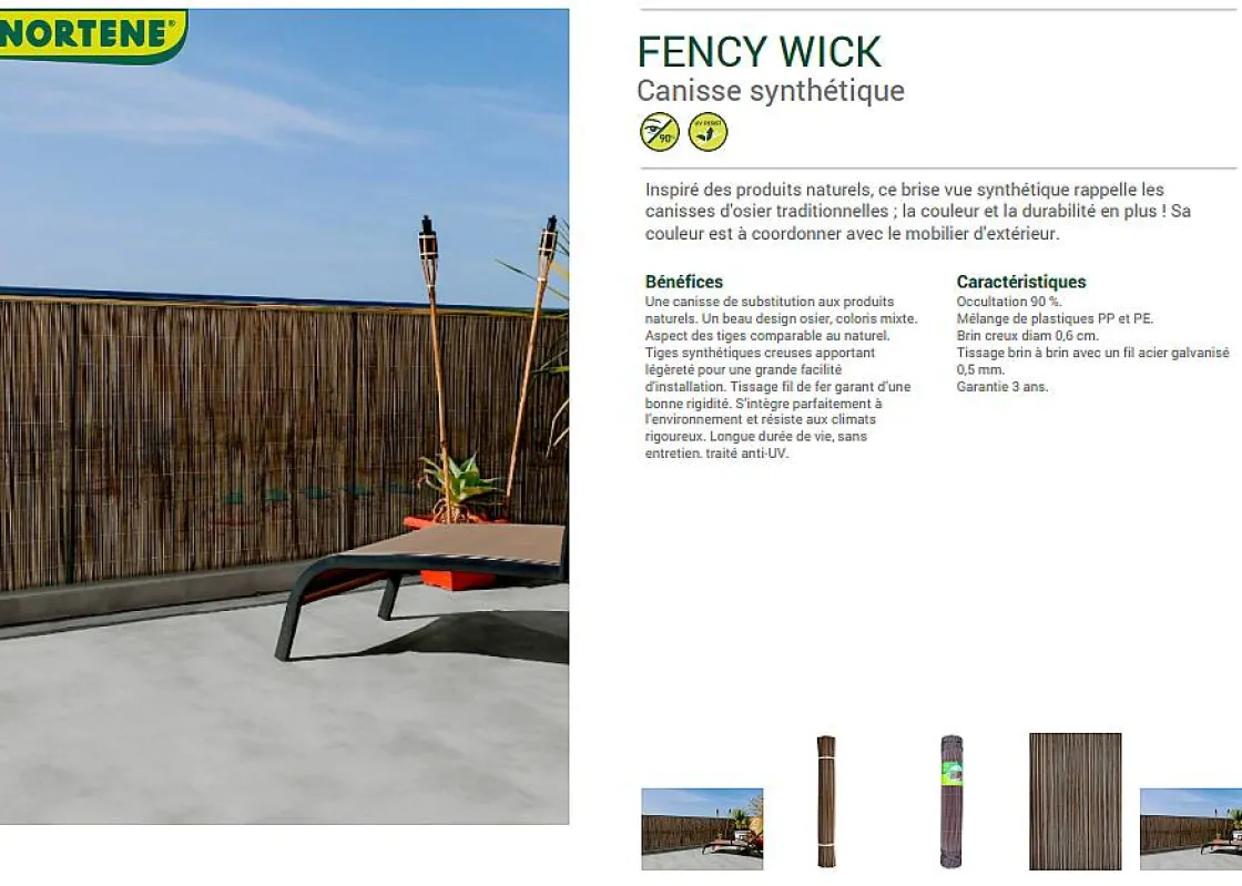 Brico Nortene Tuinscherm Fency Wick Beige 1X3M Outlet