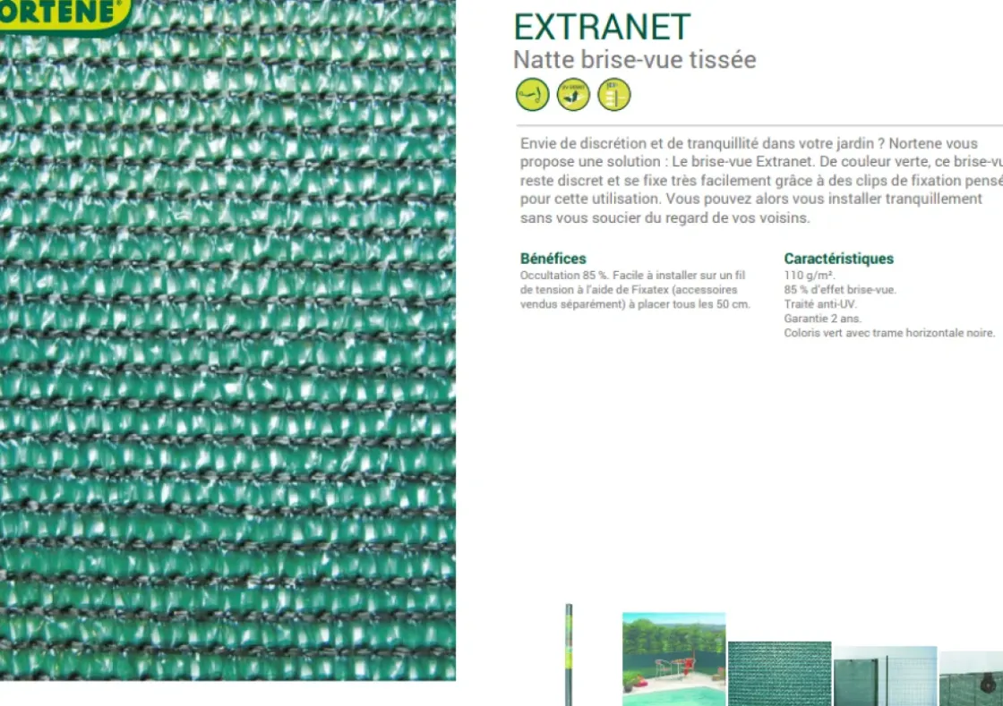 Nortene Zichtbelemmering Extranet Groen 1,2X10M-Brico Hot