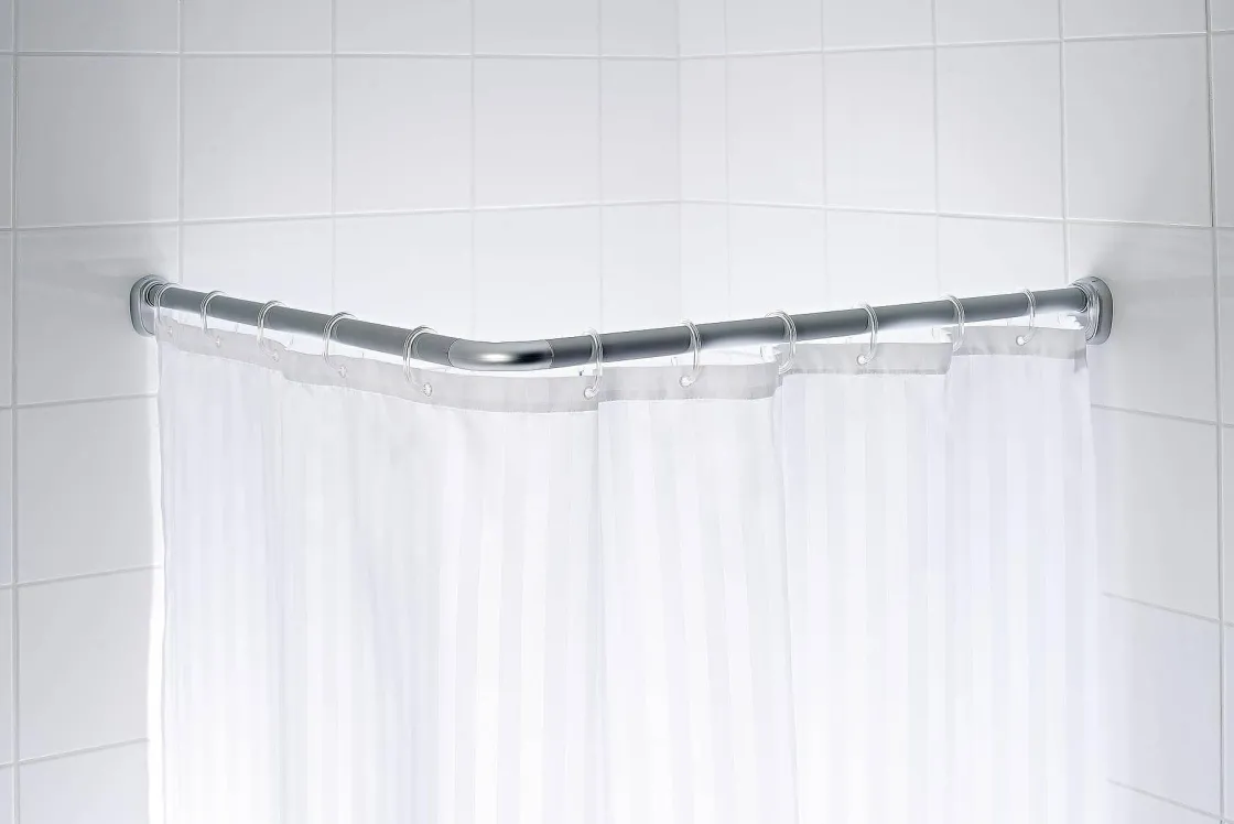 Brico Ridder Universele Hoekdouchegordijnrail O25Mm Mat Zilver Aluminium