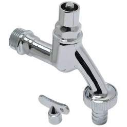 Brico Sanivesk Tapkraan Met Sleutelbediening En 2 Sleutels Chroom (Buitendraad X Buitendraad ) 1/2" X 3/4" New