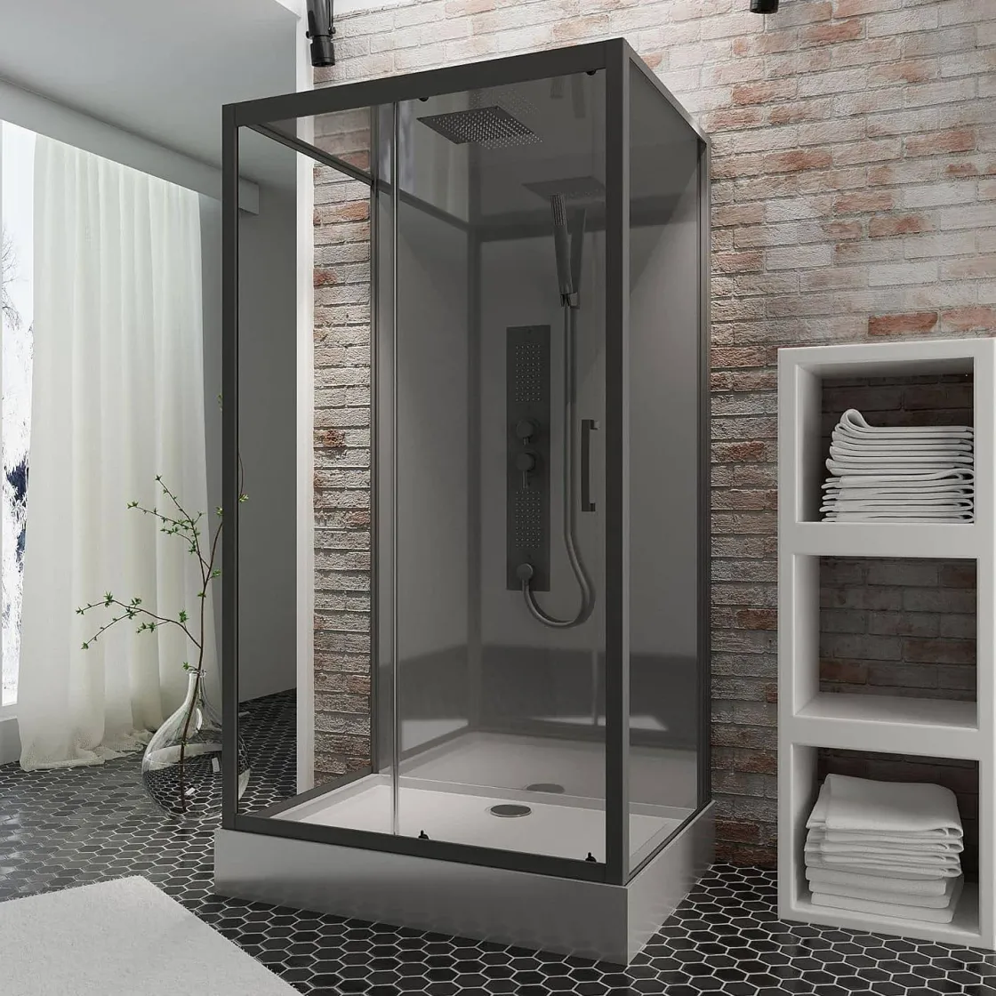 Brico Schulte Complete Cabine - Schuifdeur - 85X115X215 - Bali - Zwart Sale