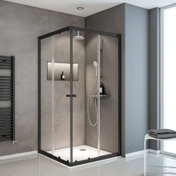 Brico Schulte Hoekinstap - Schuifdeur - 80-90X80-90X180 -Zwart - Helder Best