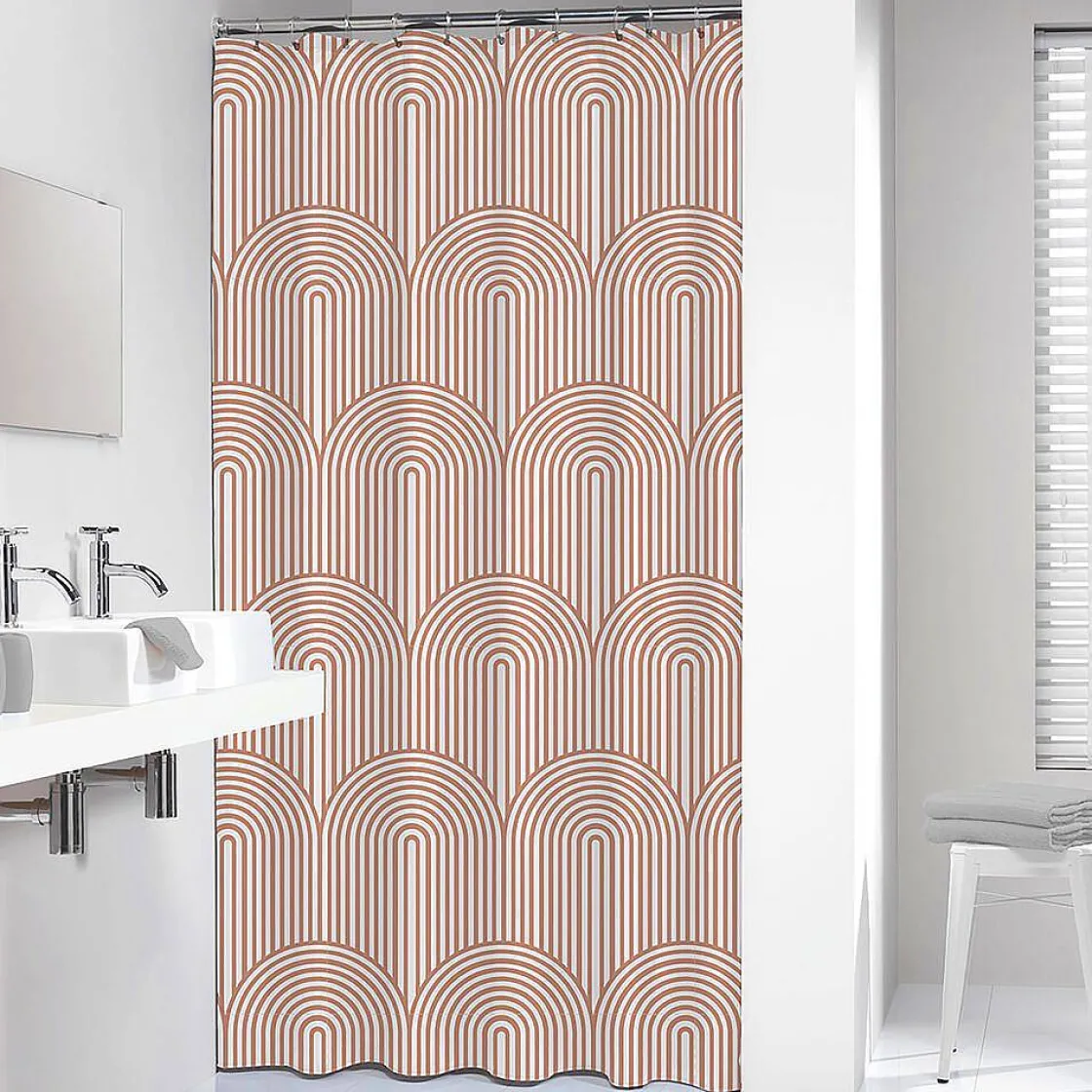 Brico Sealskin Brave Douchegordijn 180X200 Cm Peva Donkerroze / Wit Outlet