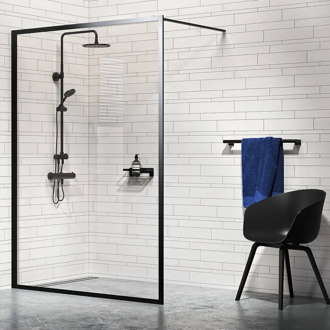 Brico Sealskin Contour Inloopdouche Type A3 118X200Cm Zwart| 6Mm Helder Veiligheidsglas Discount