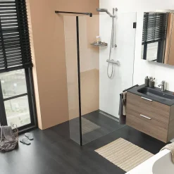 Brico Sealskin I Am Douchewand Walk In Type A1 (Alleen Vast Deel) 300Mm Mat Zwart | 8Mm Helder Veiligheidsglas +Antikalk Best