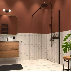 Brico Sealskin Inc. Inloopdouche Type A3 120X200Cm Met Douchemand | 8 Mm Helder Veiligheidsglas Met Antikalklaag Mat Zwart Clearance