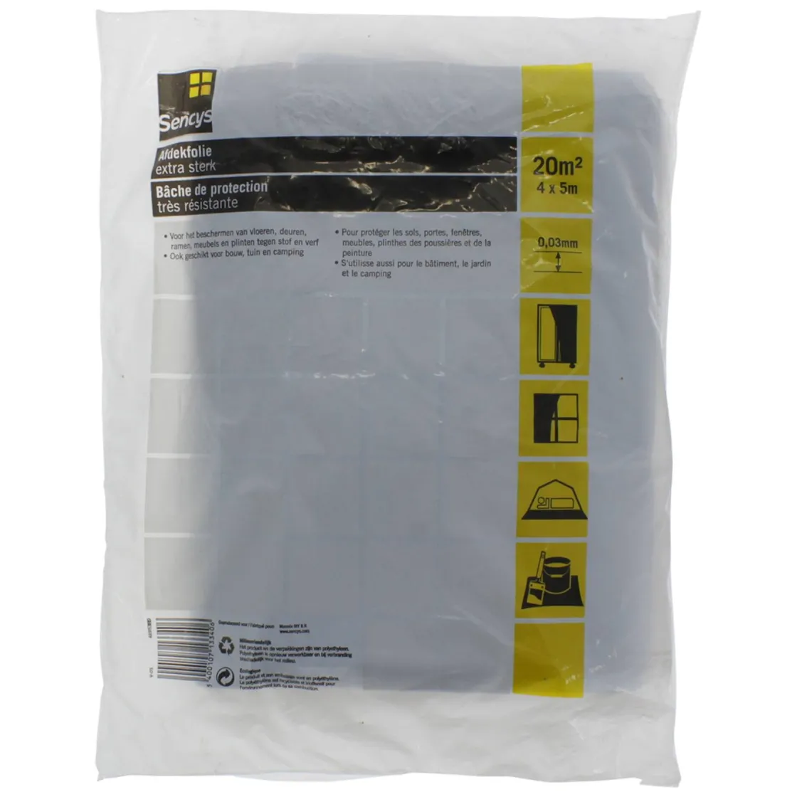 Brico Sencys Afdekfolie Extra Sterk Zwart 4X5M Hot