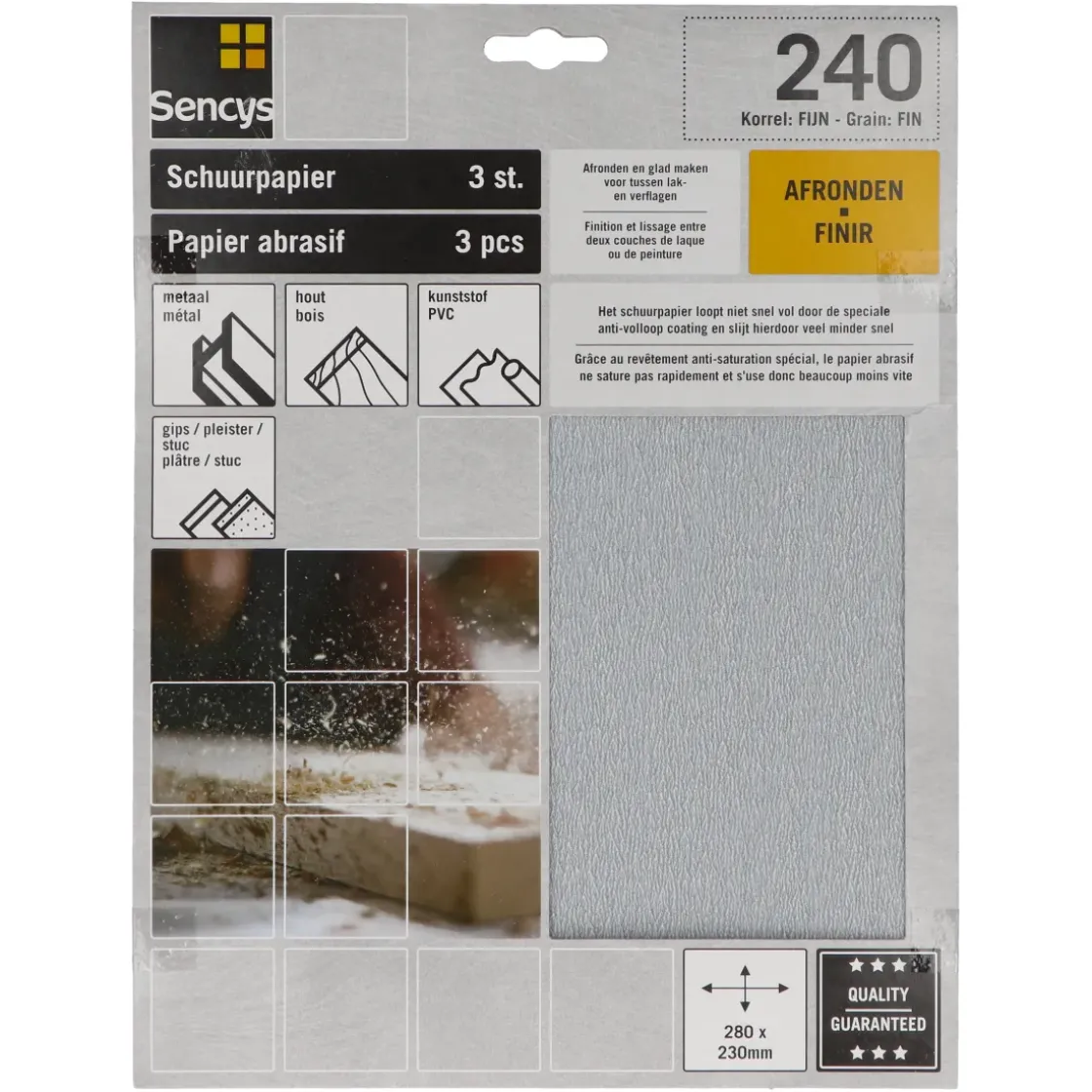 Sencys Schuurvel Stearaat Wit 230X280Mm P240 3St-Brico Sale