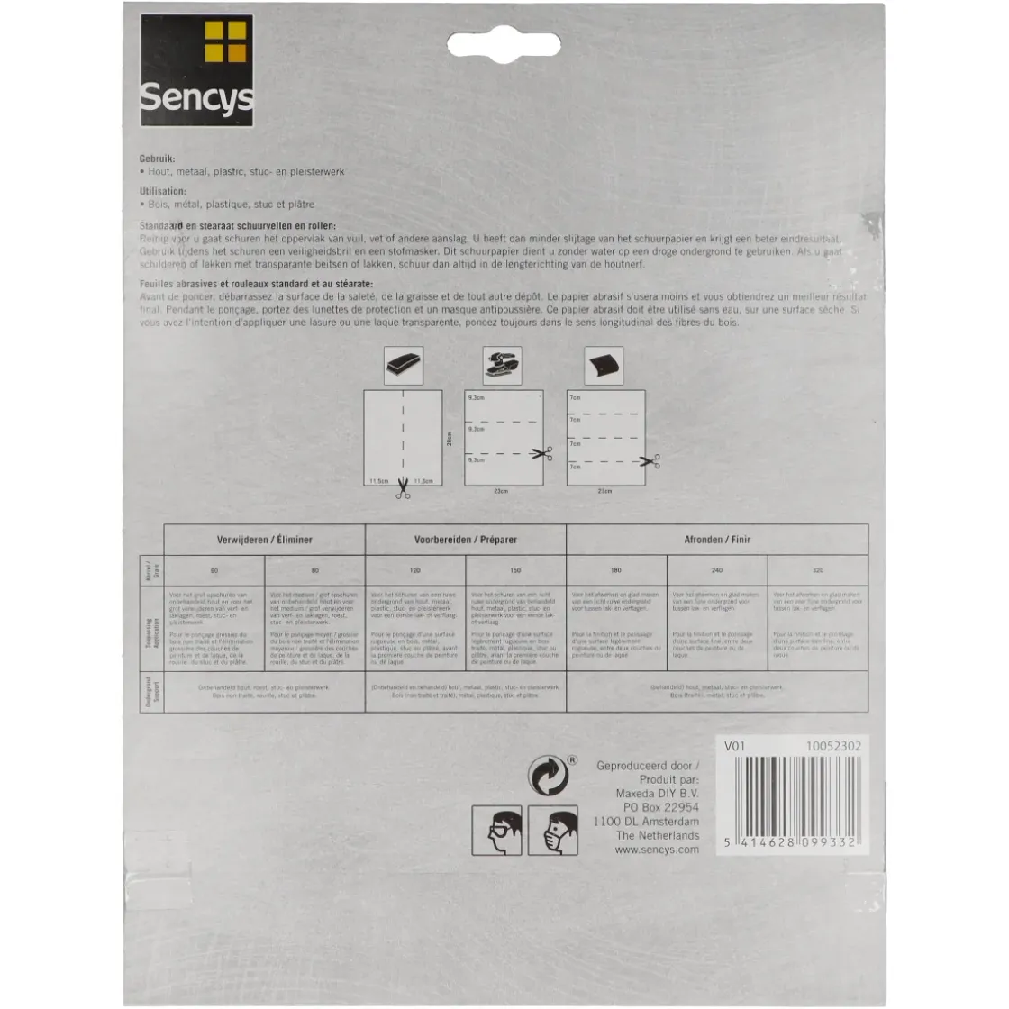 Sencys Schuurvel Stearaat Wit 230X280Mm P320 3St-Brico Discount
