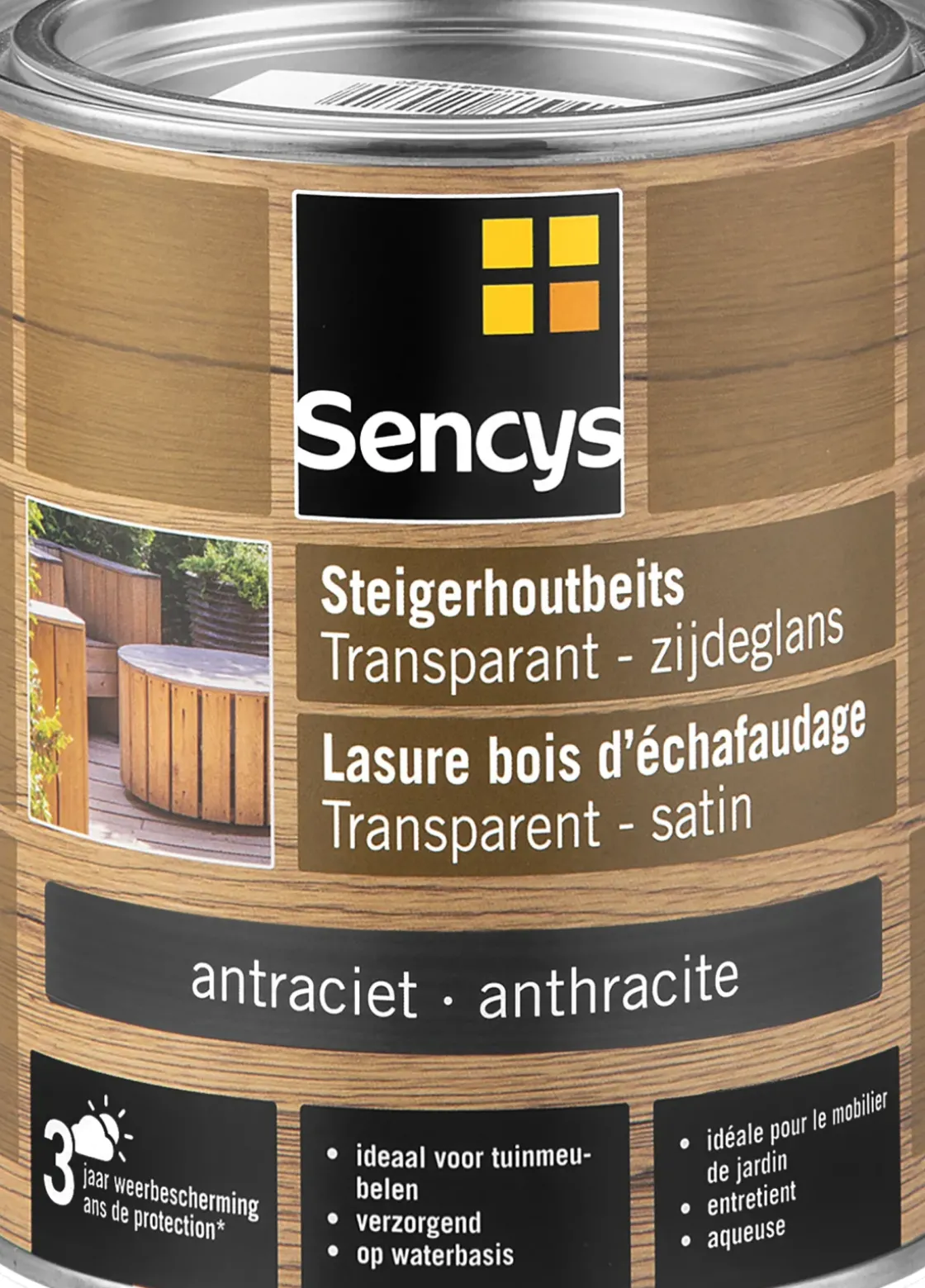 Sencys Steigerhoutbeits Transparant Antraciet 750Ml-Brico Outlet