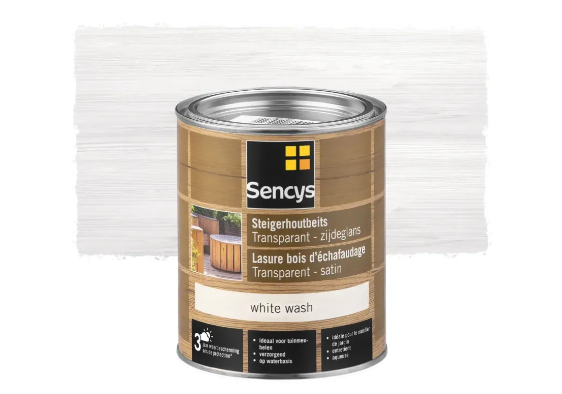 Sencys Steigerhoutbeits Transparant White Wash 750Ml-Brico New