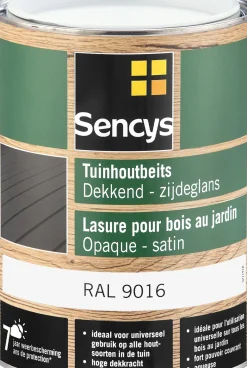 Sencys Tuinhoutbeits Dekkend Zijdeglans Ral9016 2,5L-Brico Hot