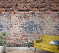 Smart Art Fotobehang Bakstenen Muur Met Tegels-Brico Clearance