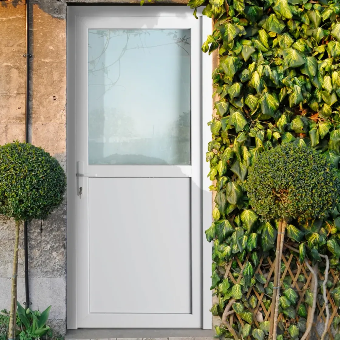 Solid Buitendeur Esterno E01 1/2 Beglaasd Wit Links 98X218Cm-Brico Best